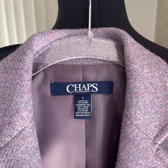 Chaps Wool-Blend Women Blazer Mottled Purple  Blue Tweed Front Pockets NEW 4 - Picture 3 of 12
